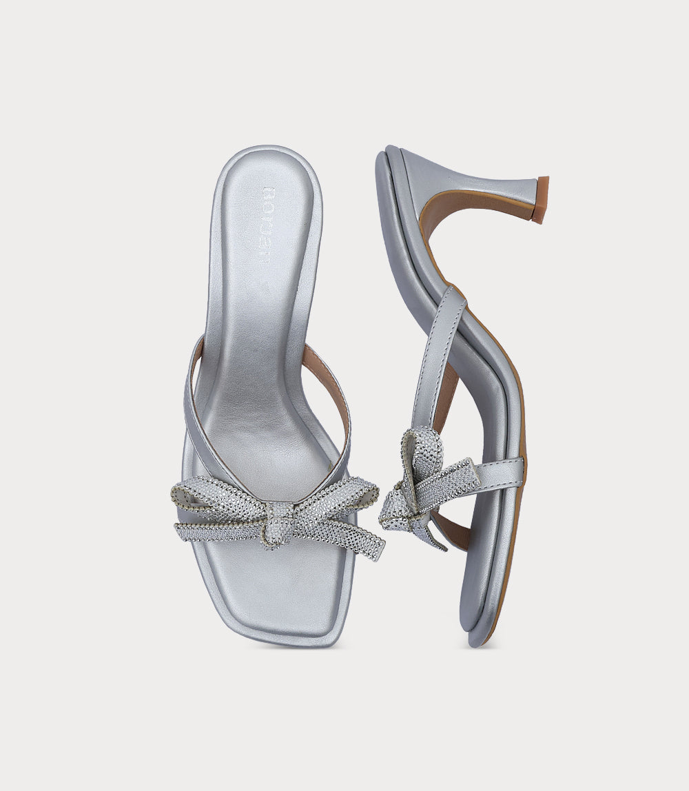 Women Slipper Heels-SILVER