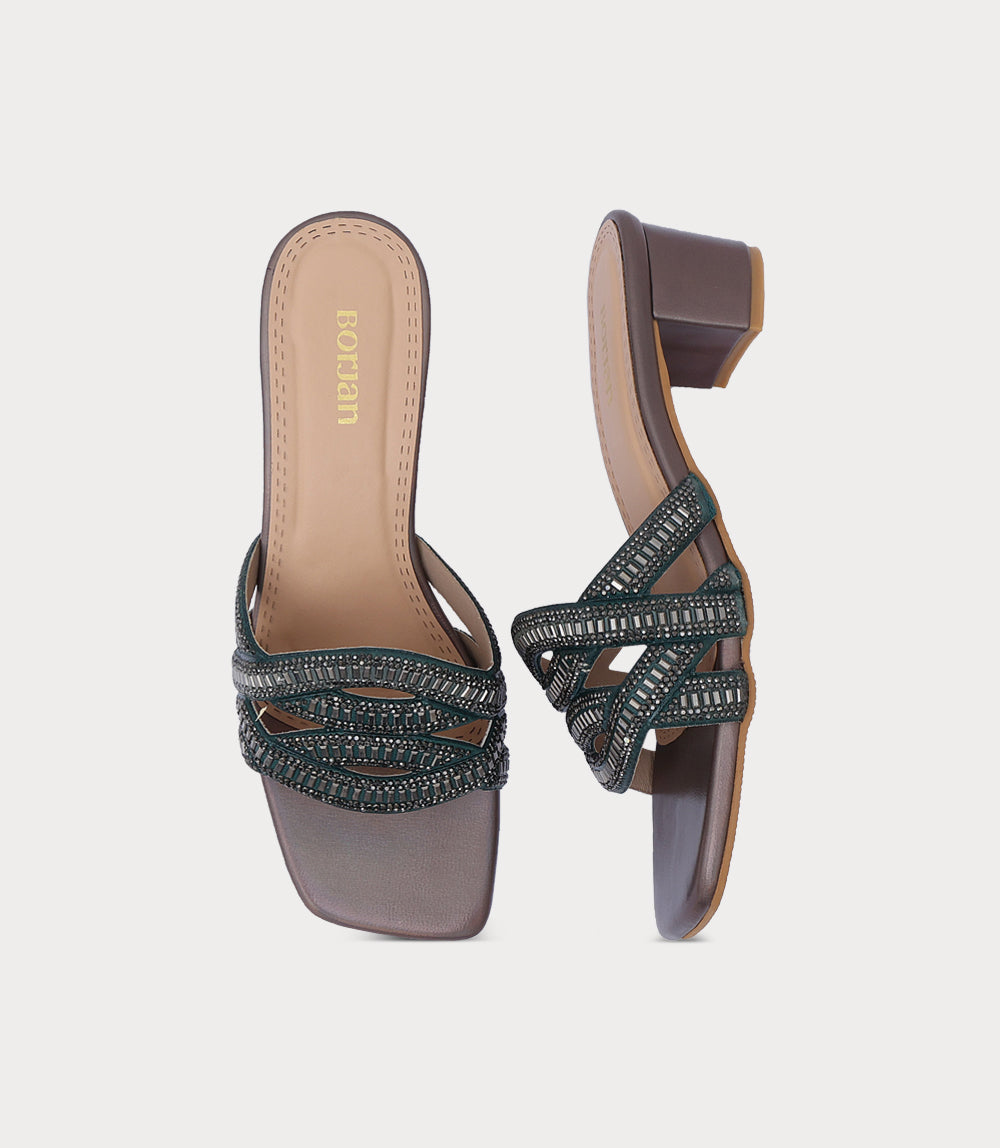 Women Slipper Heel-BOTTLEGREEN
