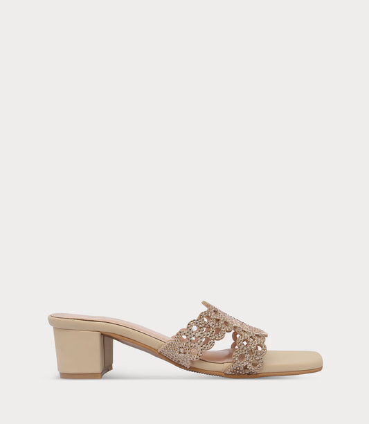 Women Slipper Heels-BEIGE