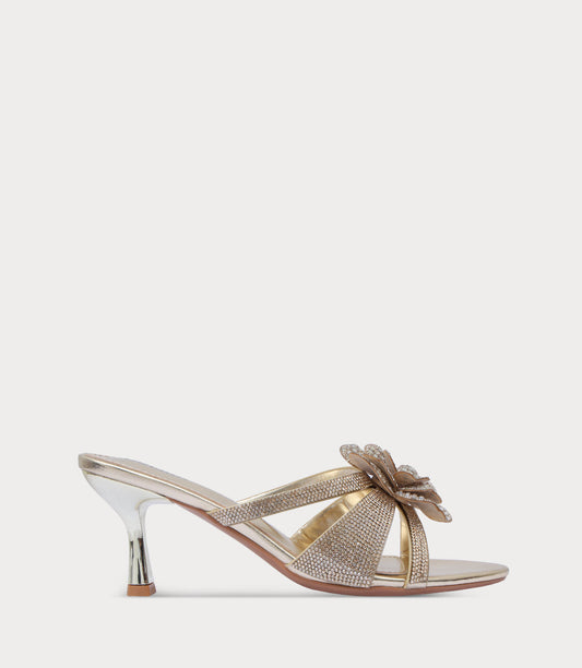 Women Slipper Heel-GOLD