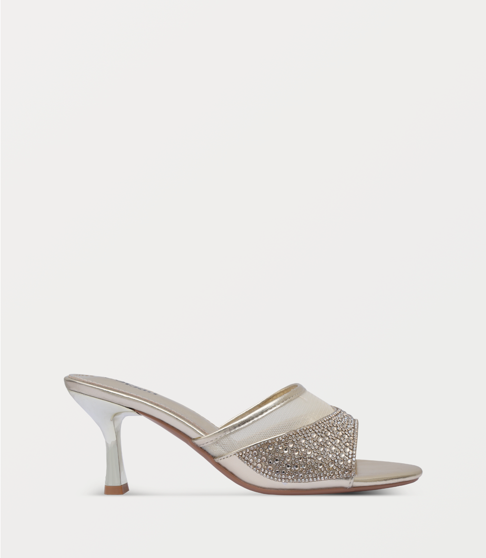 Women Slipper Heel-GOLD