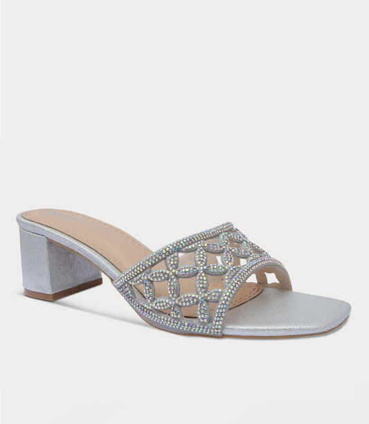 Women Slipper Heels-SILVER