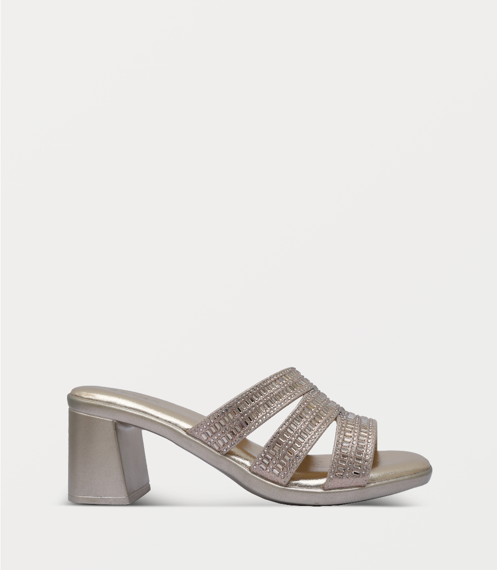 Women Slipper Heel-LIGHT GOLD