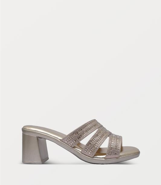 Women Slipper Heel-LIGHT GOLD