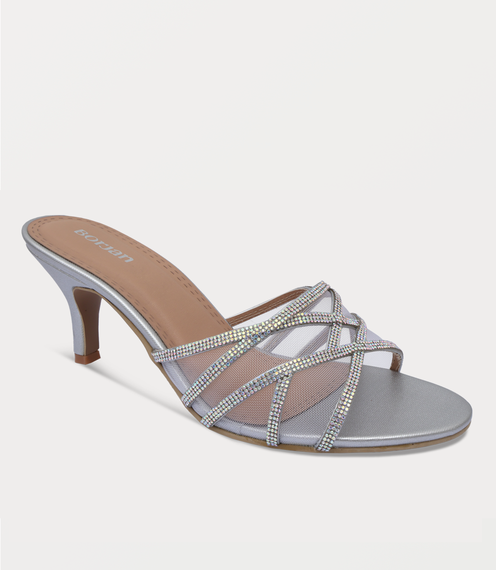 Women Slipper Heels-SILVER