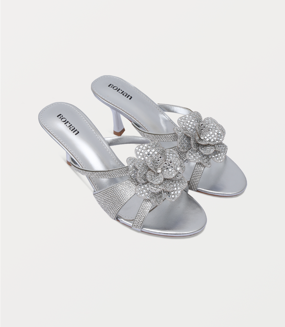 Women Slipper Heel-SILVER