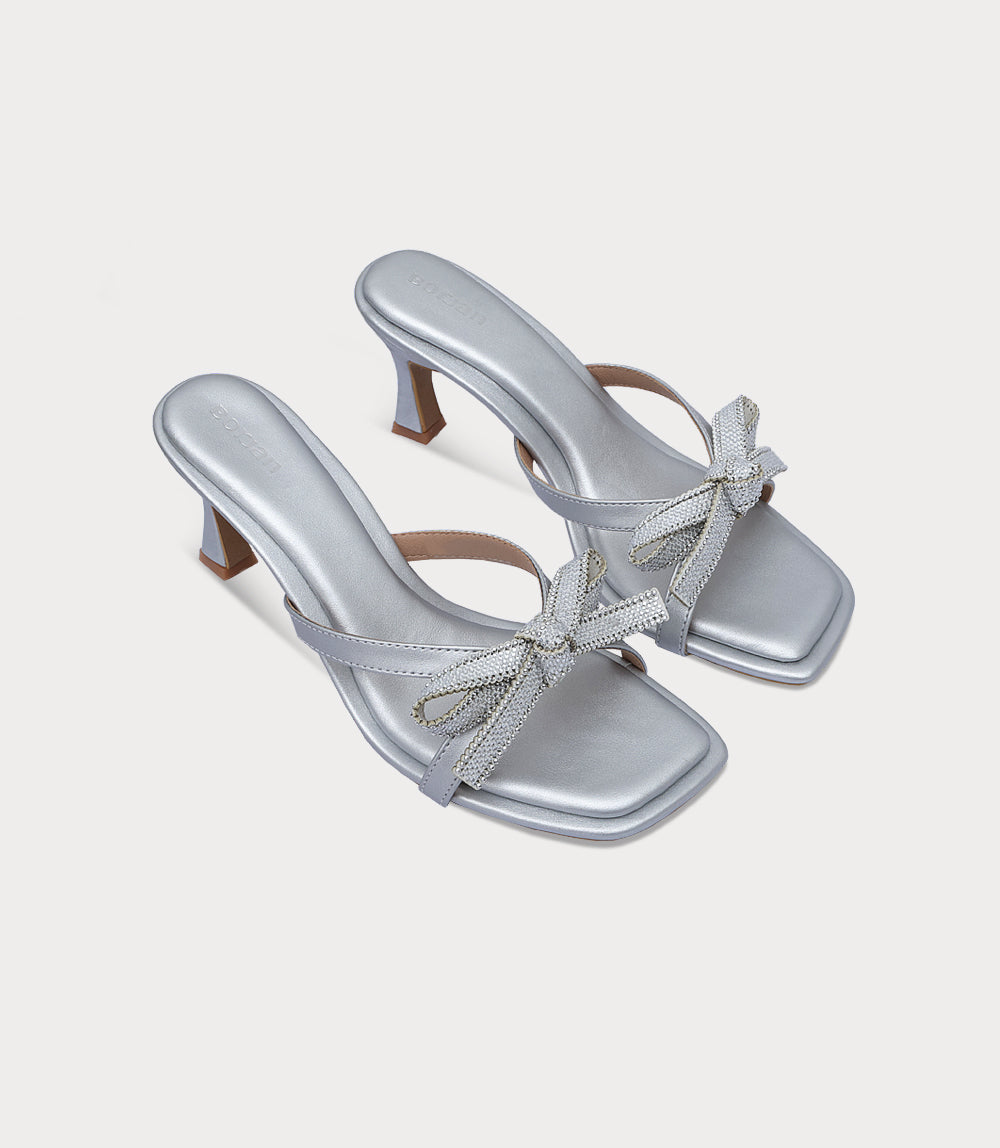 Women Slipper Heels-SILVER