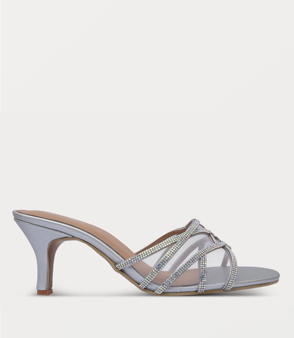 Women Slipper Heels-SILVER