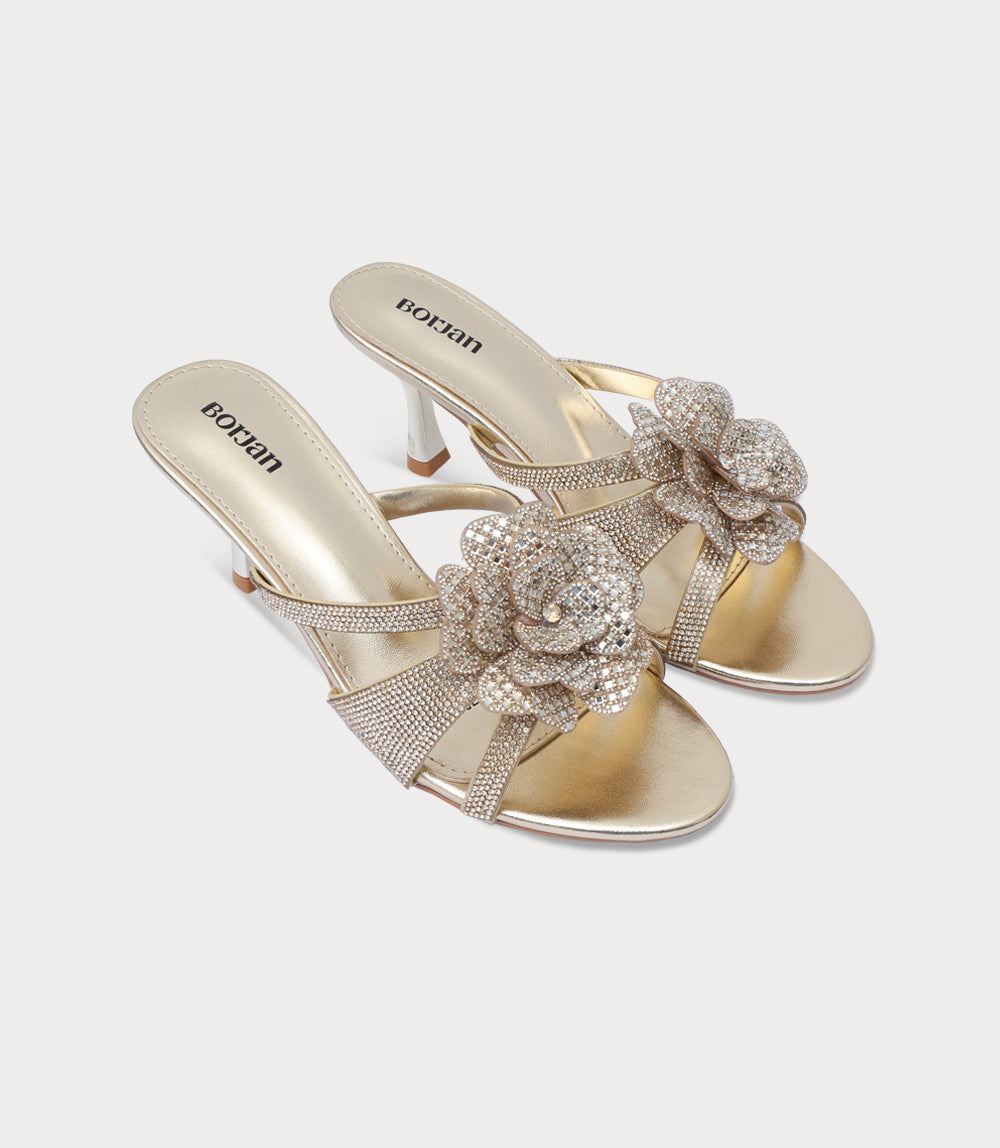 Women Slipper Heel-GOLD