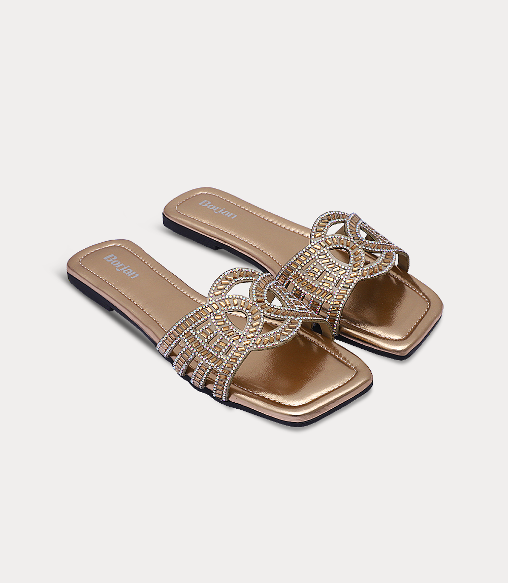 Women Flat Slipper-CHAMPAGNE