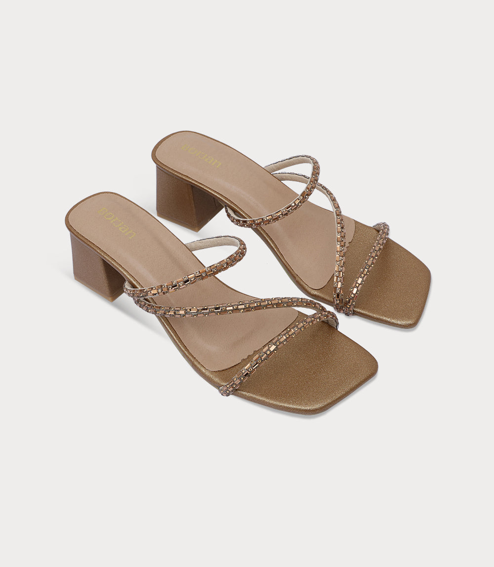 Women Slipper Heels-GOLDEN