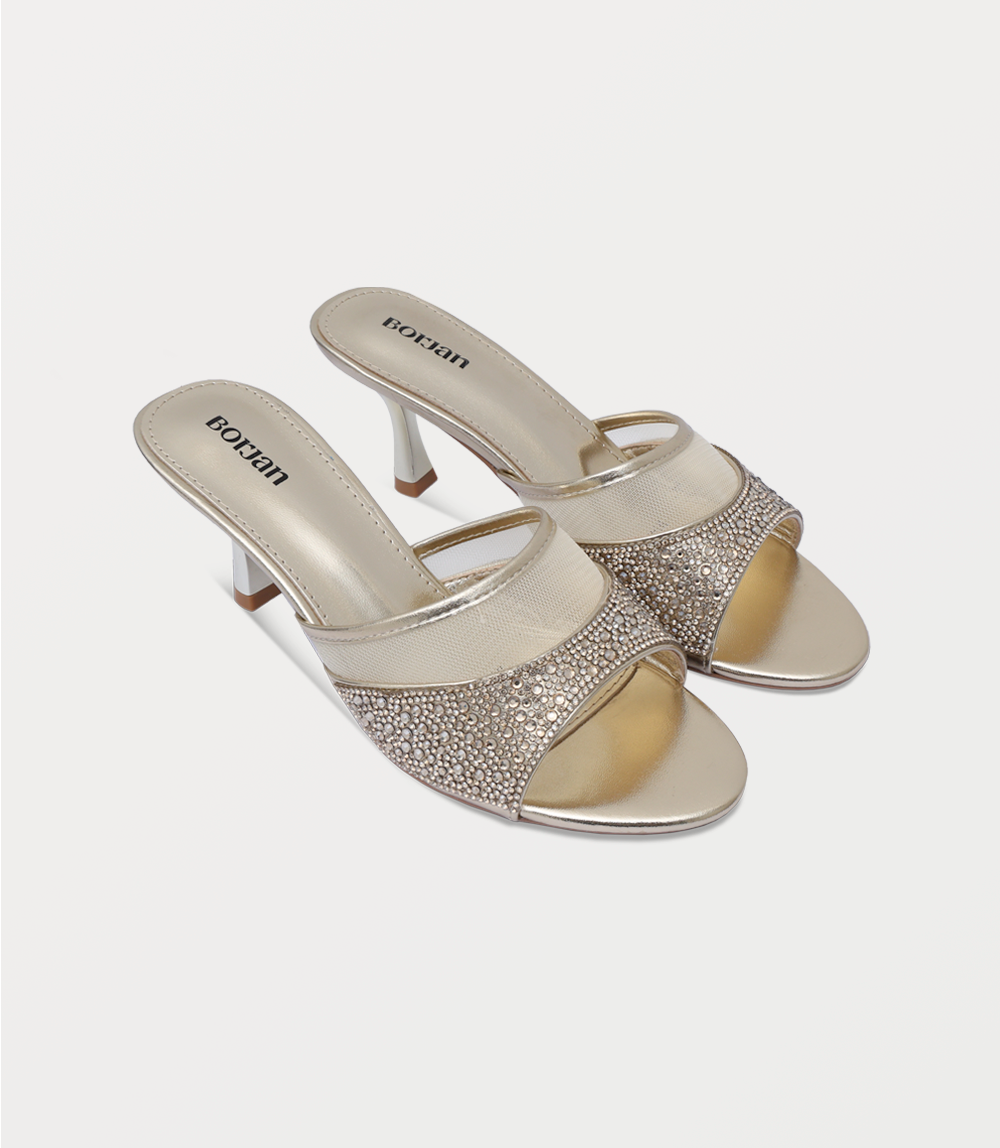 Women Slipper Heel-GOLD