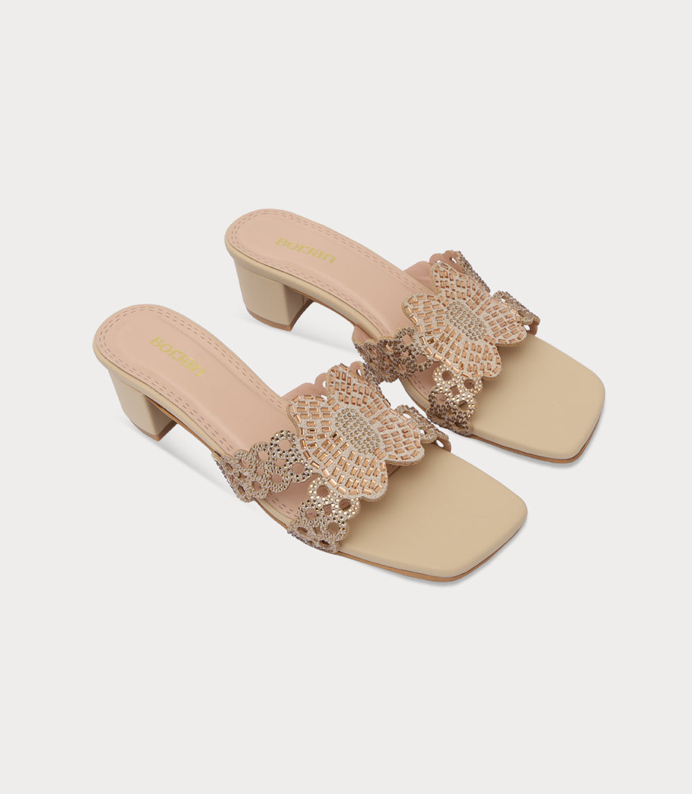 Women Slipper Heels-BEIGE