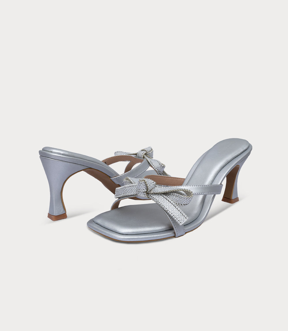 Women Slipper Heels-SILVER