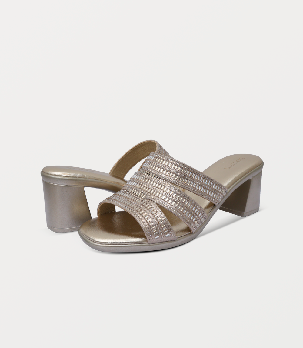 Women Slipper Heel-LIGHT GOLD