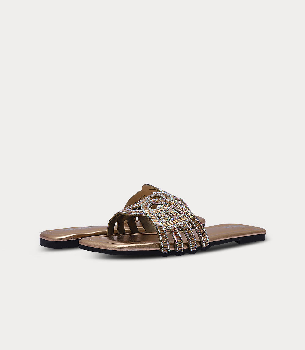 Women Flat Slipper-CHAMPAGNE