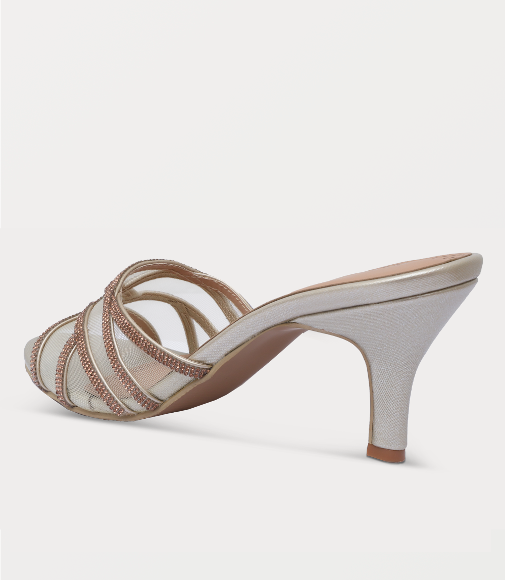 Women Slipper Heels-GOLDEN