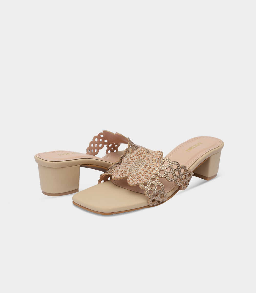 Women Slipper Heels-BEIGE