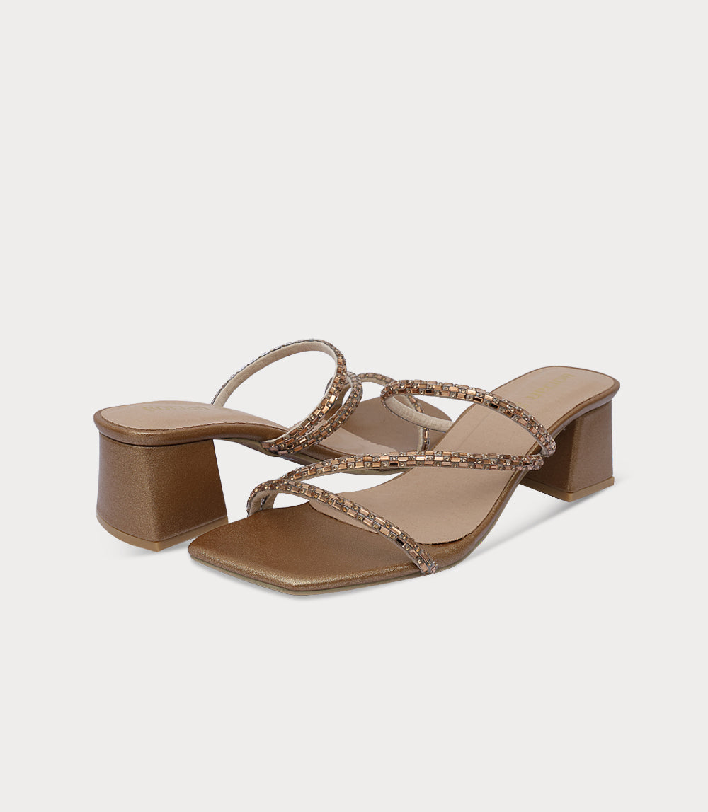 Women Slipper Heels-GOLDEN