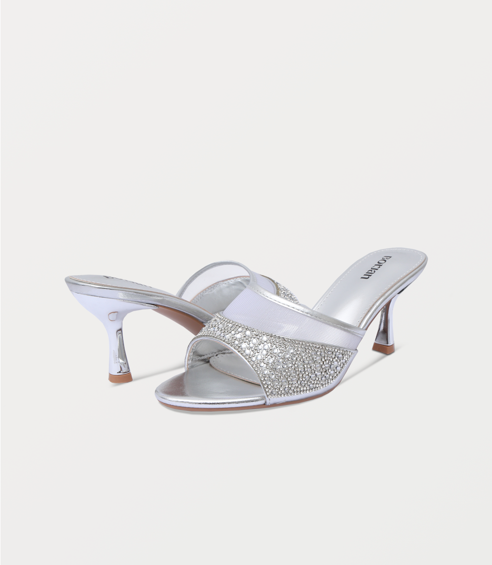 Women Slipper Heel-SILVER