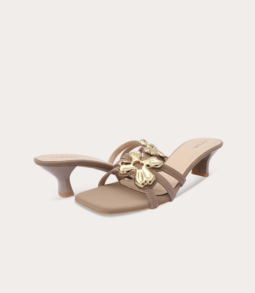 Women Slipper Heels-BEIGE