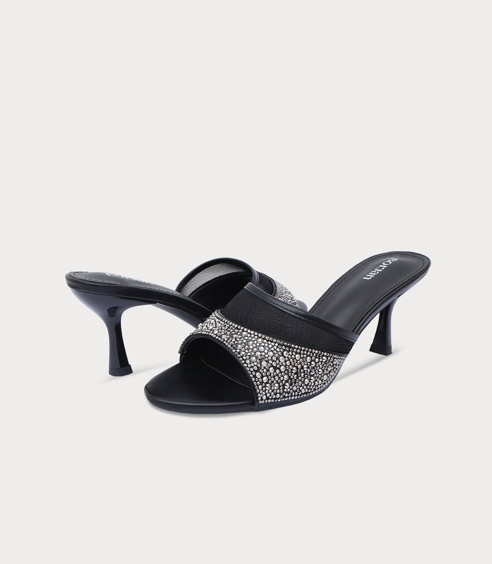 Women Slipper Heel-BLACK