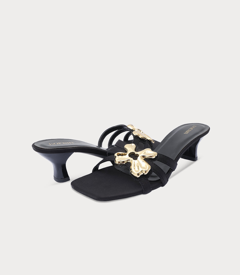 Women Slipper Heels-BLACK