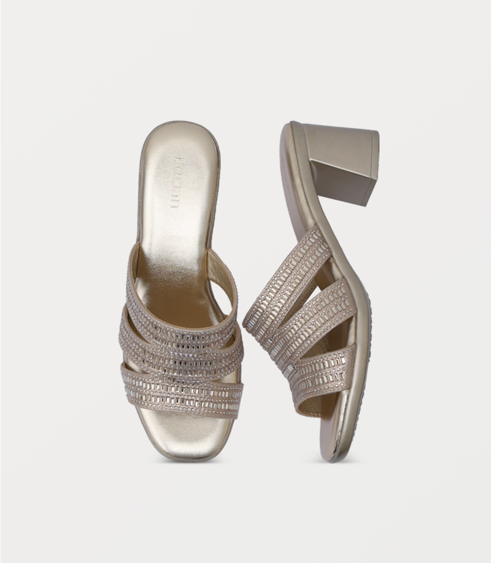 Women Slipper Heel-LIGHT GOLD