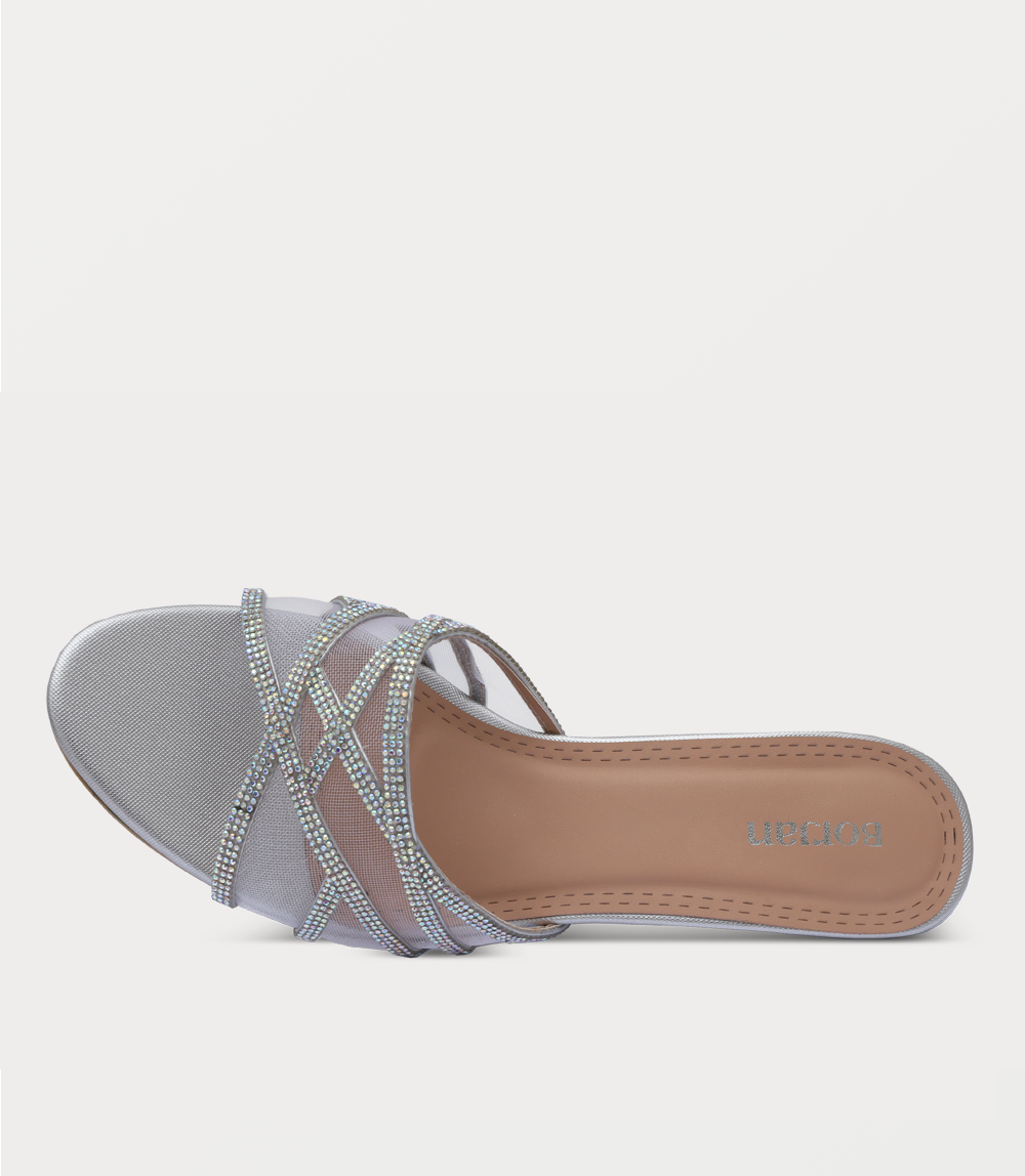 Women Slipper Heels-SILVER