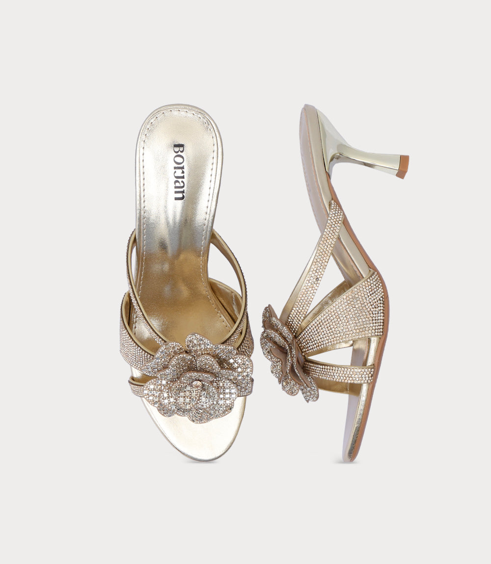 Women Slipper Heel-GOLD
