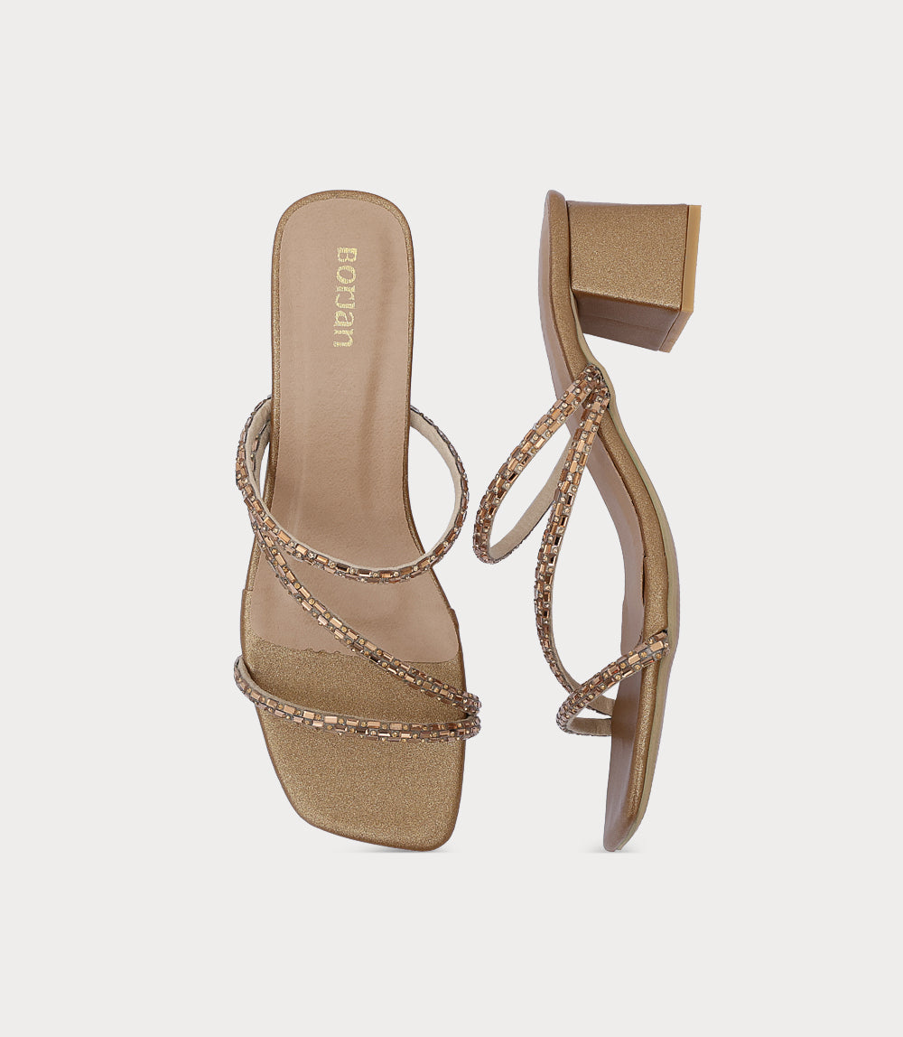 Women Slipper Heels-GOLDEN