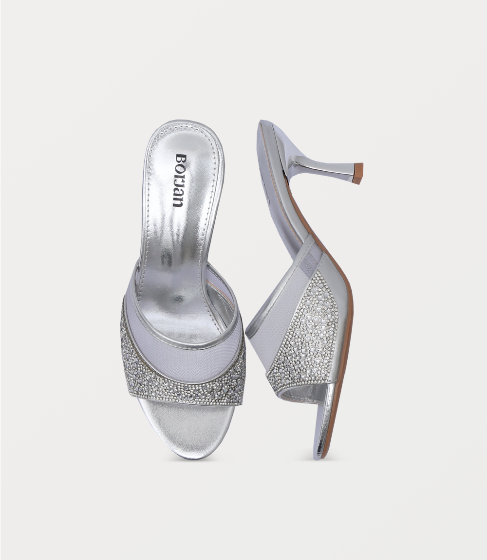 Women Slipper Heel-SILVER