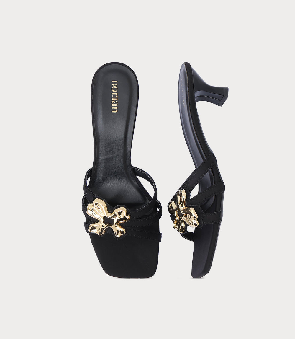 Women Slipper Heels-BLACK
