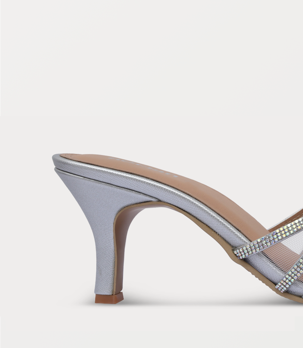 Women Slipper Heels-SILVER
