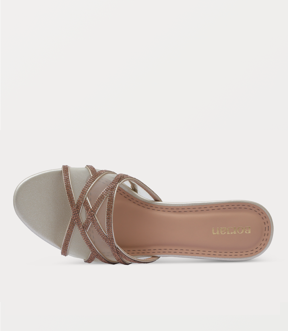 Women Slipper Heels-GOLDEN