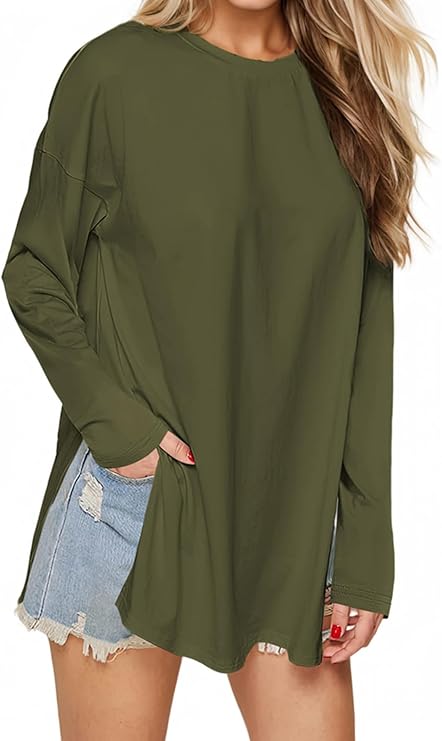 Oversized T Shirts for Women Long Sleeve(Loose Fit)
