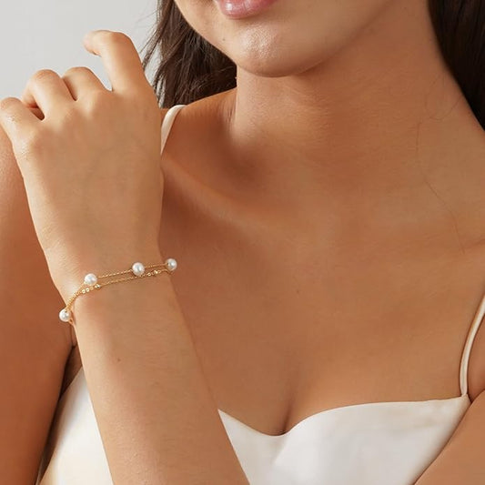 Gold Pearl Bracelets for Women